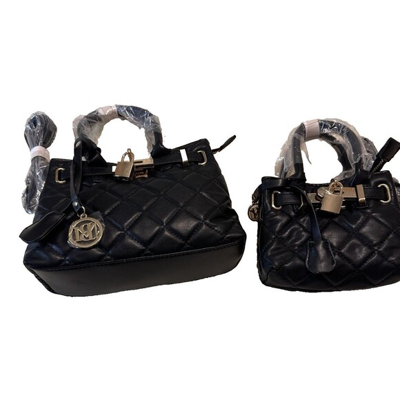 Bundle Badgley Mischka Diamond Quilted Tote Handbag Vegan Leather Mom/Daughter